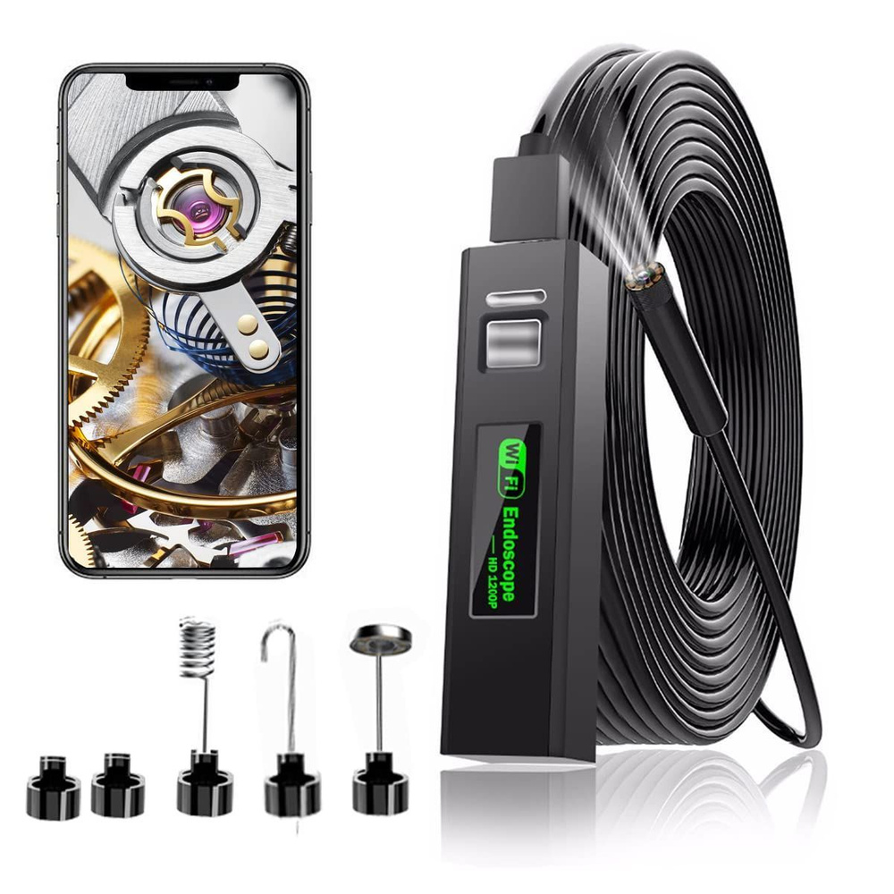 Беспроводная камера эндоскопа WiFi 1200P HD Borescope Инспекционная камера  для iPhone Android телефона - купить с доставкой по выгодным ценам в  интернет-магазине OZON (1252904591)