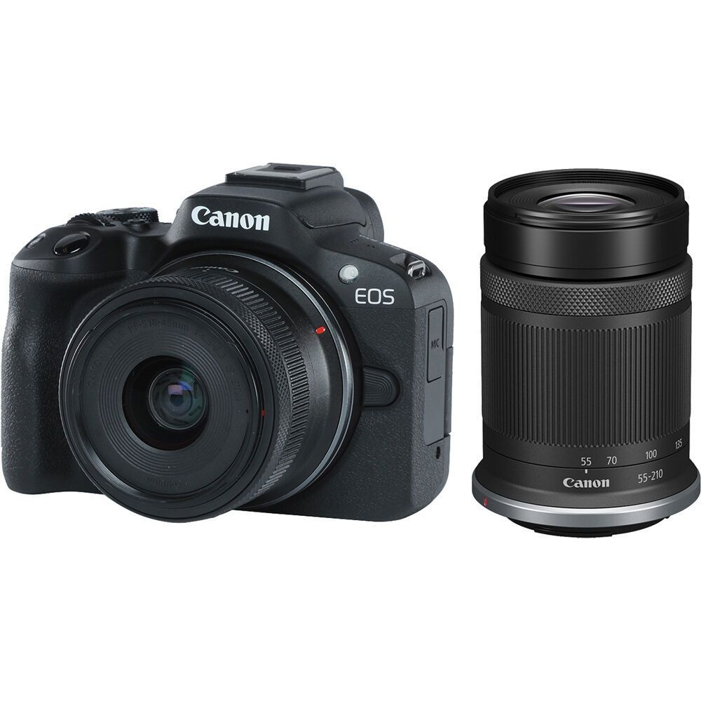 Беззеркальный фотоаппарат Canon EOS R50 Kit RF-S 18-45mm IS STM + RF-S 55-210mm IS STM, черный  #1