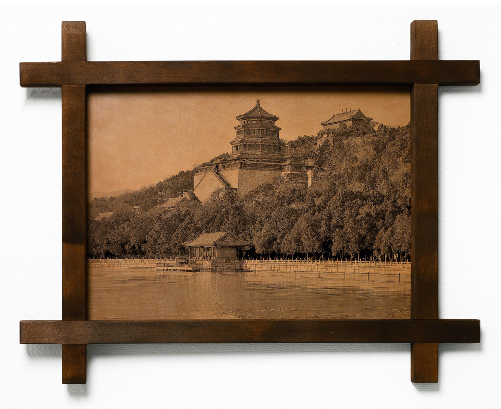 Картина Летний императорский дворец, гравировка на натуральной коже ...