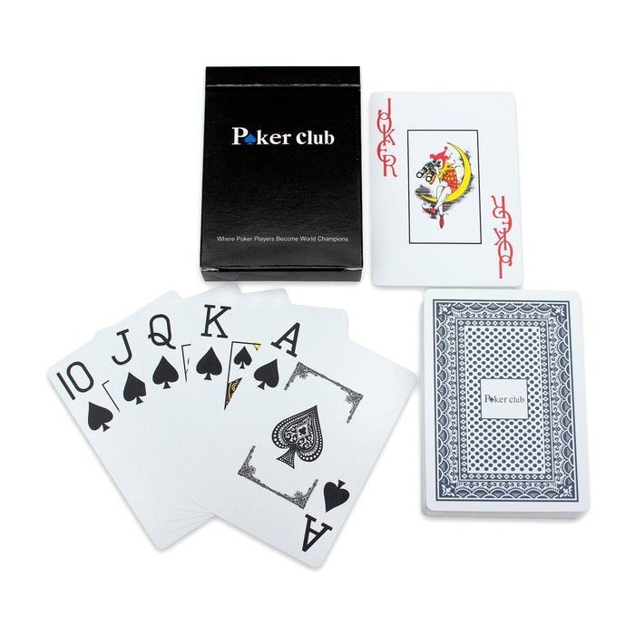 Карты игральные пластиковые."Poker Club". 54 шт. Синяя рубашка/колода карт для покера  #1