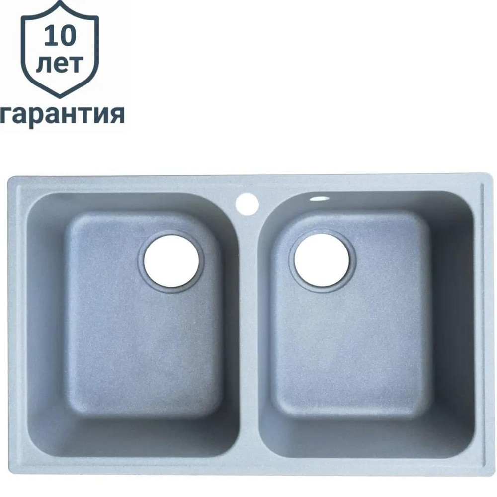 Мойка врезная Delinia прямоугольная 73.5x47.5x19.7 см кварц цвет серый ...