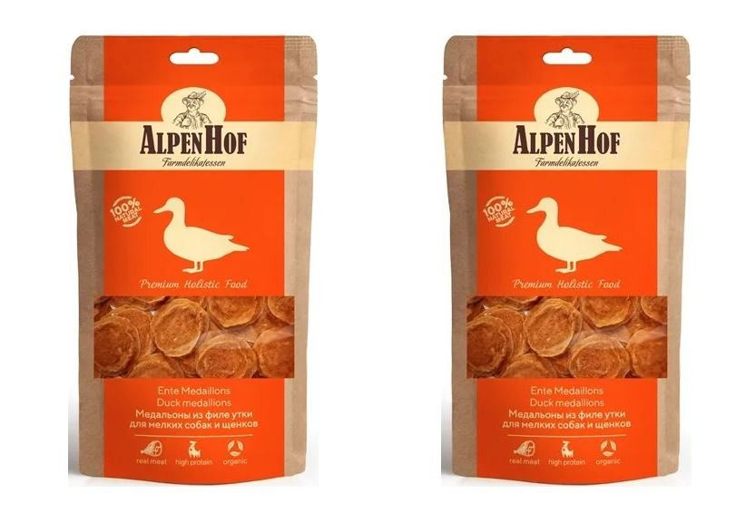 AlpenHof Лакомство для мелких собак и щенков Медальоны из филе утки, 50 г, 2 уп #1