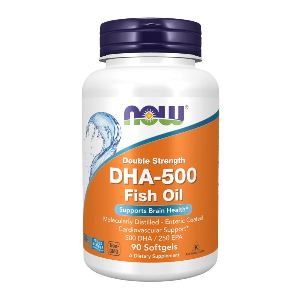 NOW DHA-500 Fish Oil 90 softgels, Омега-3 рыбий жир #1