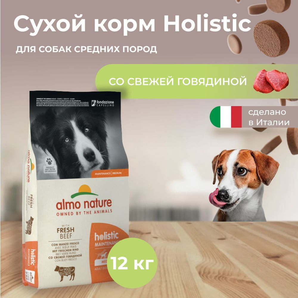 Almo Nature Holistic с Говядиной для Средних пород, сухой корм для ...