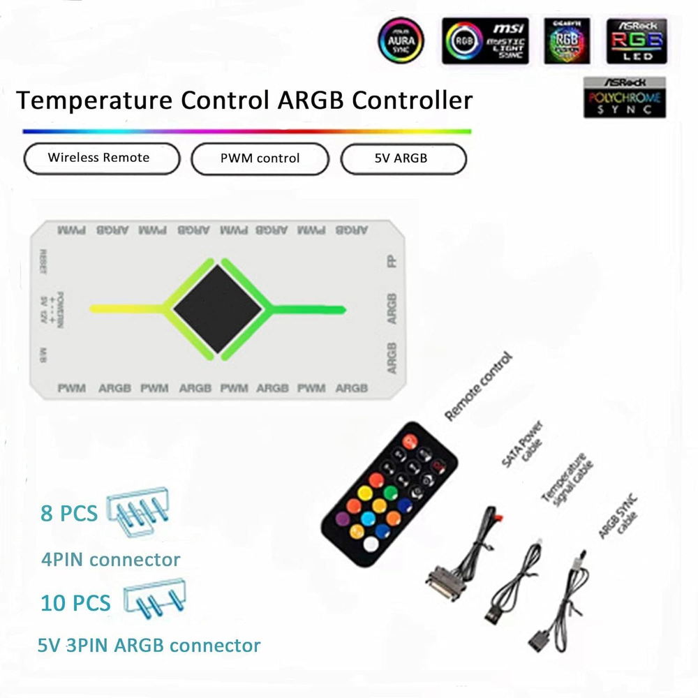 Контроллер концентратора вентилятора PWM для компьютера ARGB 5V ...