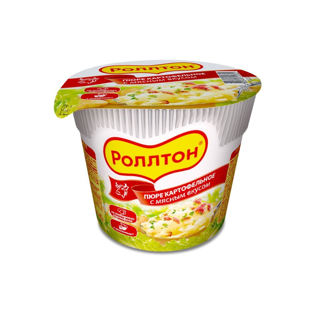 Пюре картофельное Роллтон мясное (стак) 40г - 24шт #1