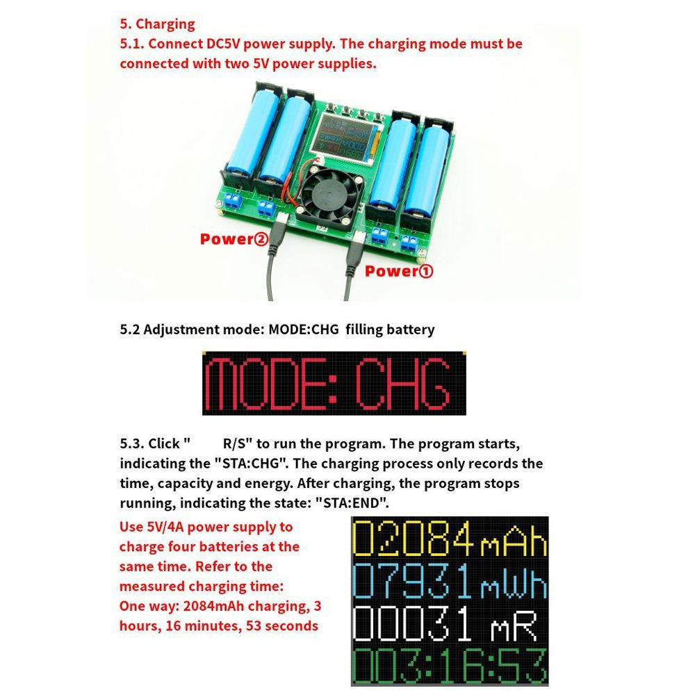 Тестер внутреннего сопротивления,Четыре канала 18650, два разъема Type ...