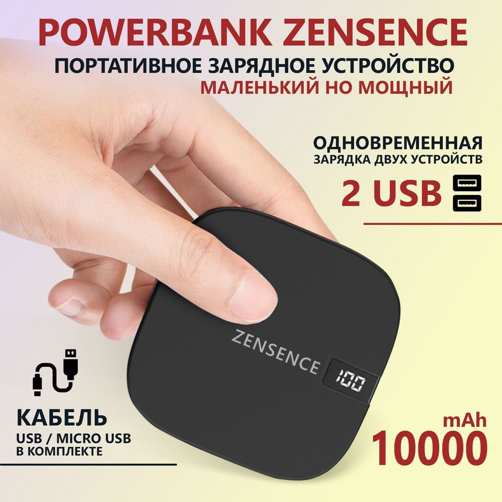 Powerbank / блок питания / повербанк для телефона 10000 mAh, черный