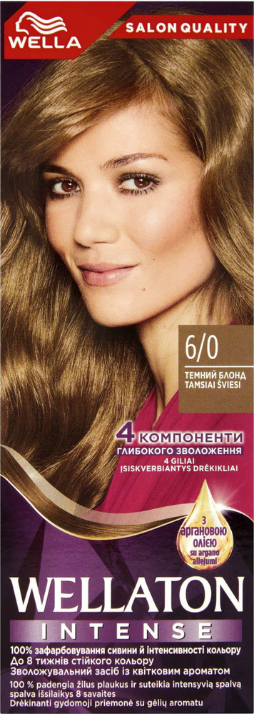 WELLATON Intense Стойкая крем-краска для волос 6/0 Светлый каштан ...