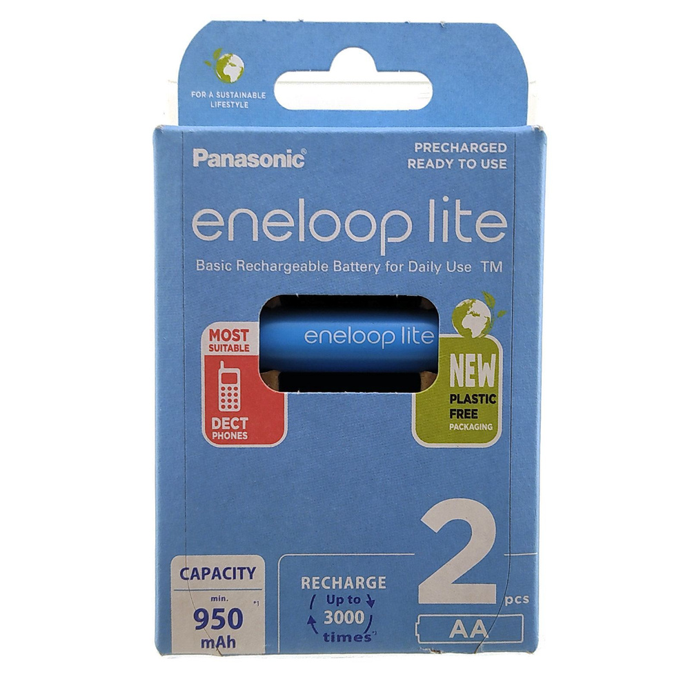 Аккумуляторы (2шт) PANASONIC HR6 AA eneloop lite Ni-MH 950mAh - купить с  доставкой по выгодным ценам в интернет-магазине OZON (557038075)