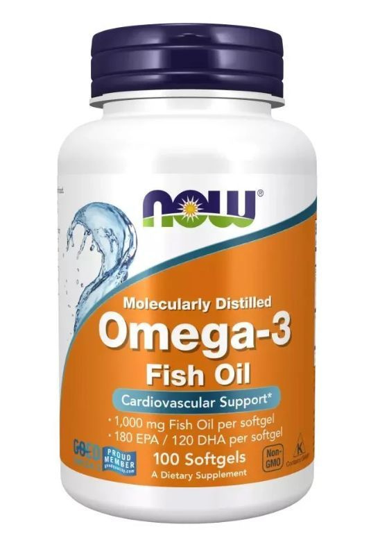 NOW Омега 3, рыбий жир, Omega-3 для здоровья сердца и сосудов, для ...
