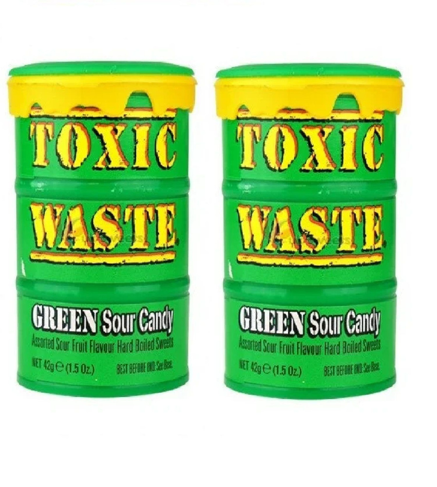 Кислые леденцы Toxic Waste Green 2 уп по 42гр #1