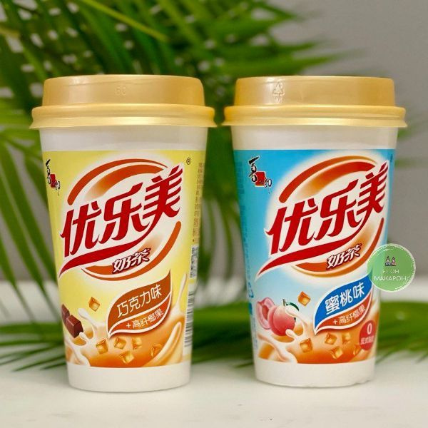 Китайский молочный чай с кусочками кокосового желе Персик и Шоколад. Bubble tea 3в1  #1