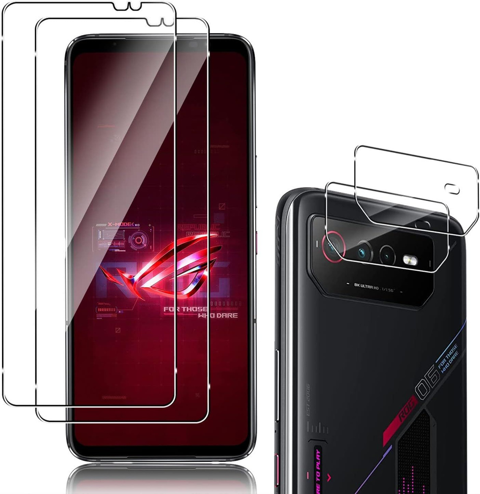 Подходит для Asus ROG Phone 6 / ROG Phone 6D Закаленное стекло для защиты  экрана + защита камеры, без пузырьков, супер износостойкое, прозрачное с  высокой четкостью, твердость стекла 9H - купить с