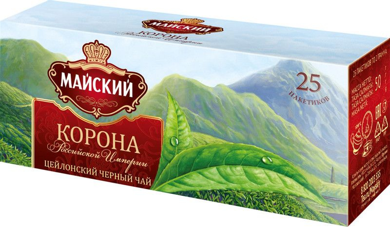 Чай Майский Корона Российской Империи чёрный в пакетиках, 25х2г ...