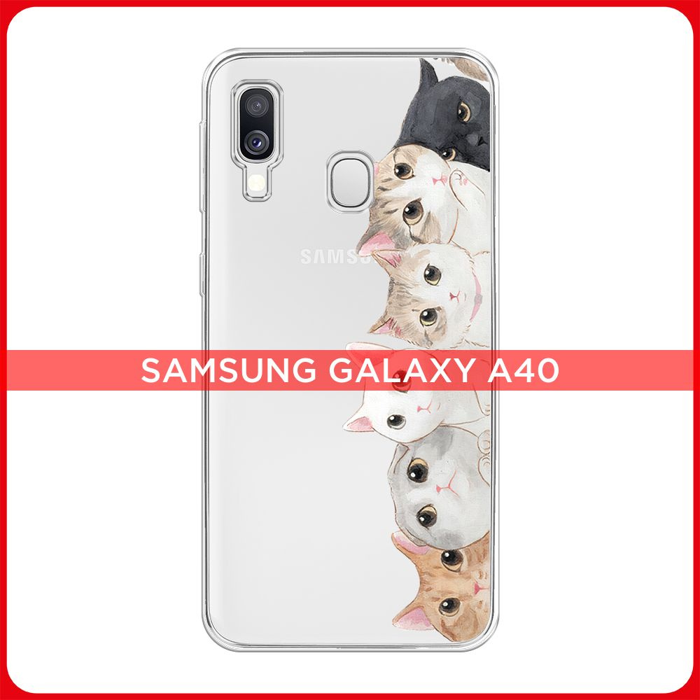 Силиконовый чехол на Samsung Galaxy A40 / Самсунг A40 Котики, прозрачный -  купить с доставкой по выгодным ценам в интернет-магазине OZON (181244620)