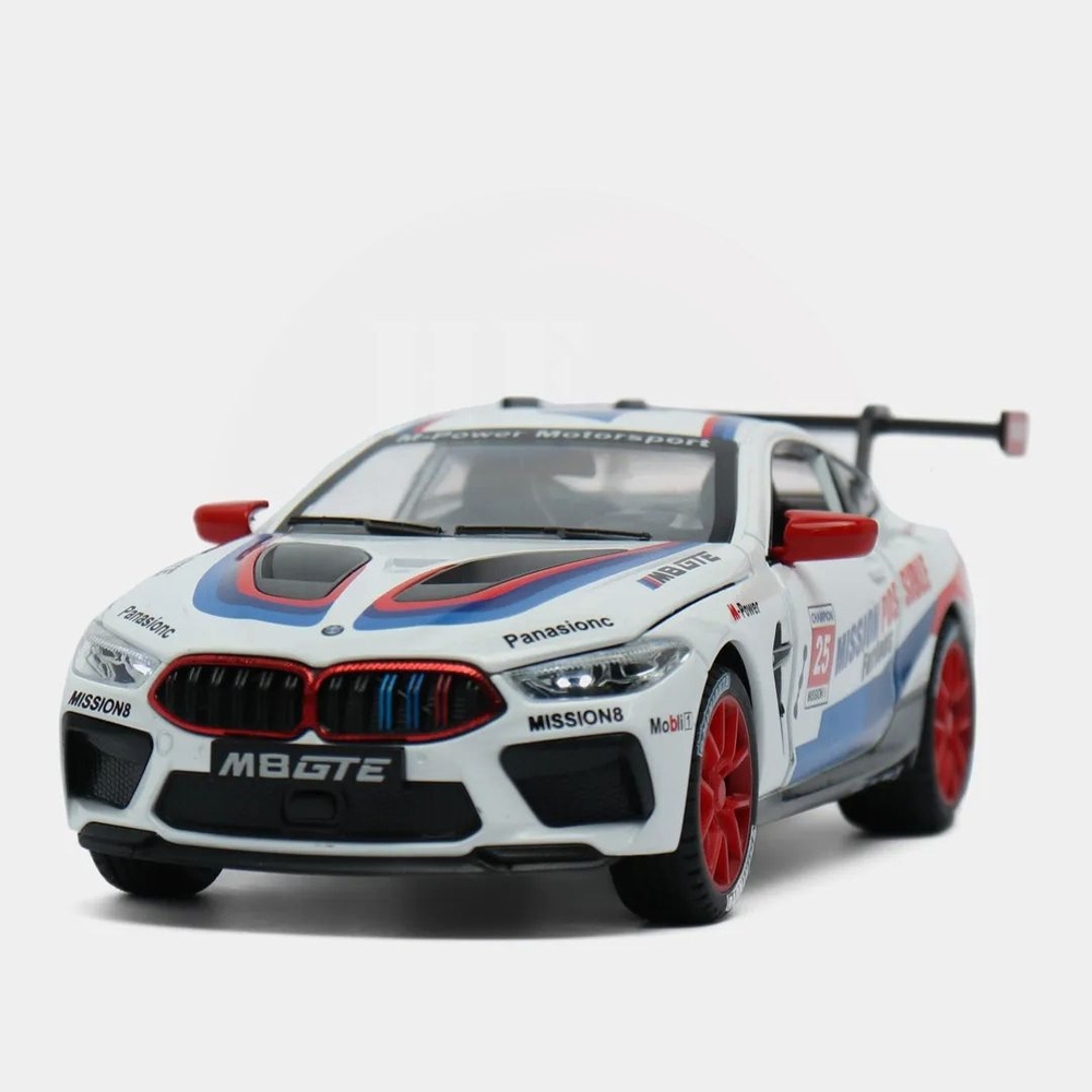 BMW M8 коллекционная металлическая инерционная машинка, модель 1:24 21см БМВ М8 с открывающимися дверьми, #1