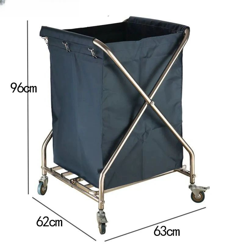 Усиленная нержавеющая тележка для гостиничного белья с конической ...