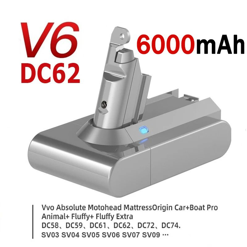 Аккумулятор для пылесоса для Dyson V6 DC62 SV03 SV09 DC58 DC59 SV03 SV05 SV07 SV09 21.6в 6000мАч  #1