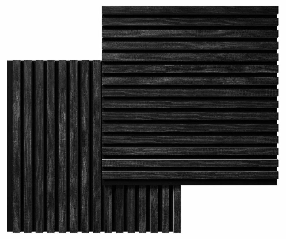 Акустическая стеновая панель 600х600х19мм, рейки МДФ цвет - дуб графит, черный войлок. Cosca Decor  #1
