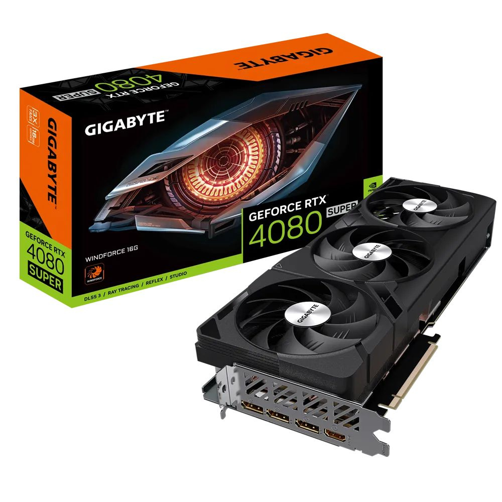 Gigabyte Видеокарта GeForce RTX 4080 SUPER WINDFORCE 16 ГБ  (GV-N408SWF3-16GD)