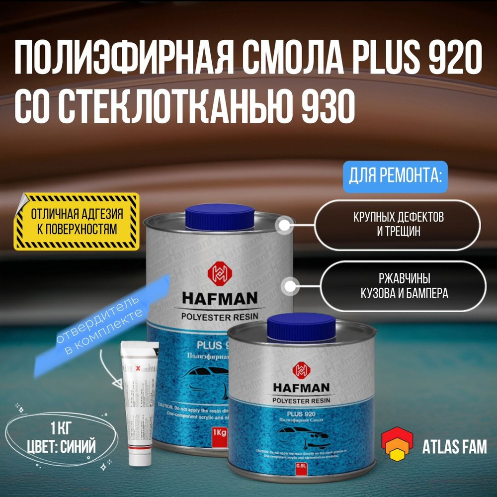 Автомобильная полиэфирная смола HAFMAN PLUS 920 (1л) с отвердителем  #1