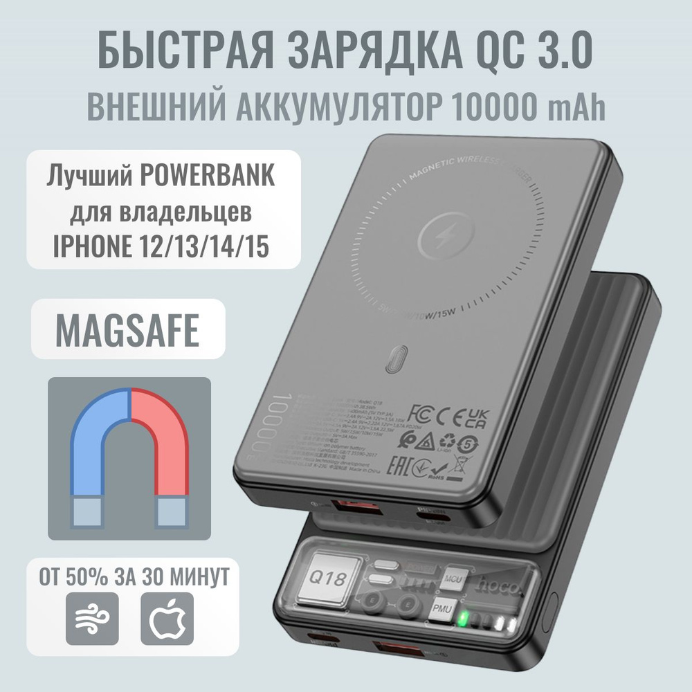 Внешний аккумулятор (Power Bank) hoco J100a89/*_1_USB Type-C_USB - купить  по выгодным ценам в интернет-магазине OZON (1398589701)