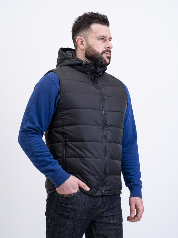 Жилет утепленный Мужской Mrs. Daser Карманы черный, размер 48 Полиэстер ...