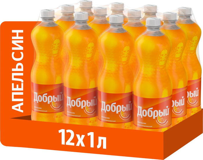 Газированный напиток Добрый Апельсин с витамином С, 1 л х 12 шт ...