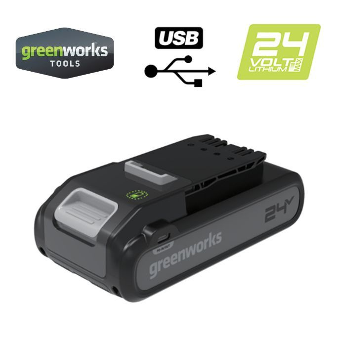  Greenworks G24B4+ 24В 4 А/ч с 2 USB-С разъемами (2940407) с .