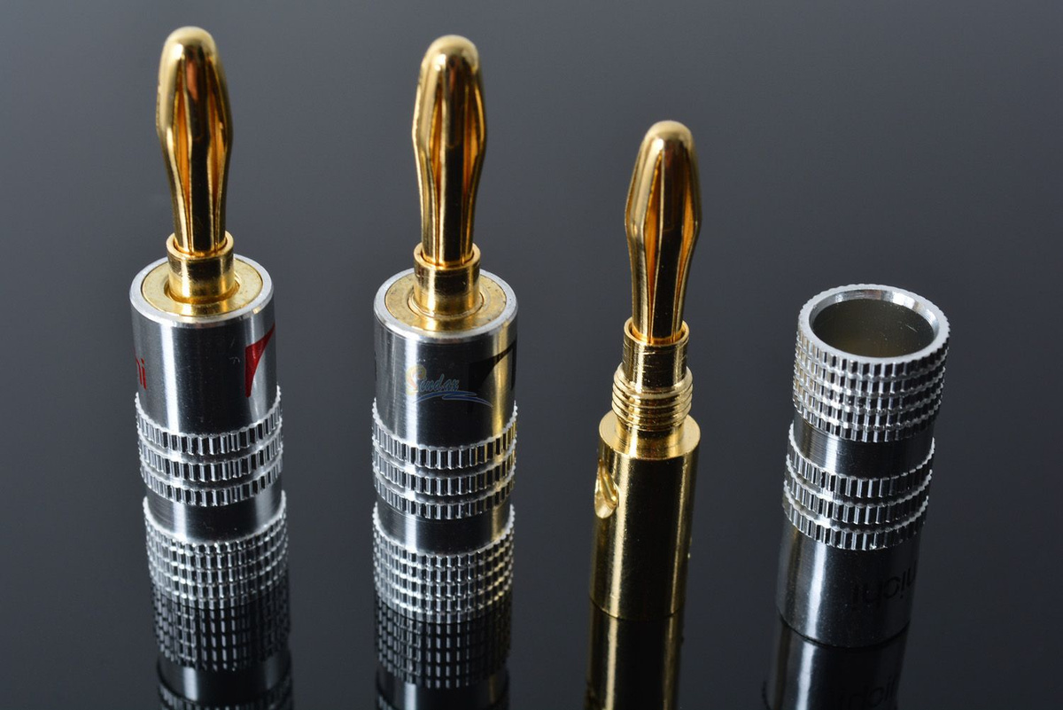 Штекер аудио для акустики банан Nakamichi 24K 4мм позолоченный медный ...