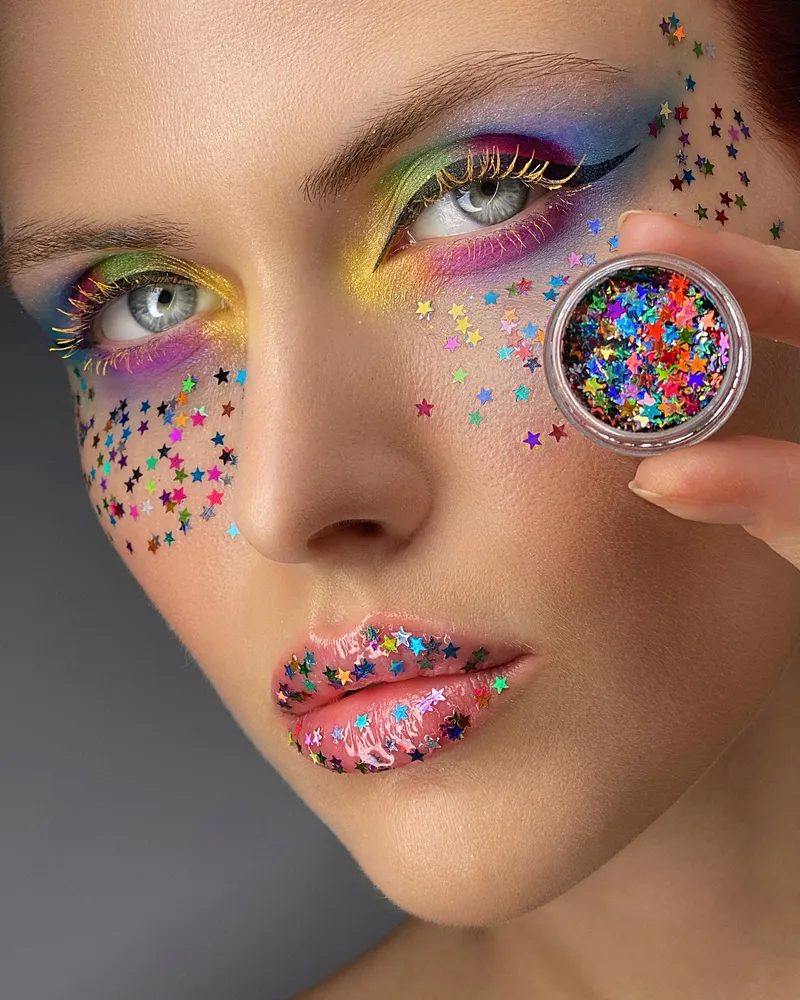 Queridos Glitters Глиттер Гель. Блёстки для лица и тела. Цвет "Звёзды РейнбоуДэш" 3 мл., 3 мл, фото 2