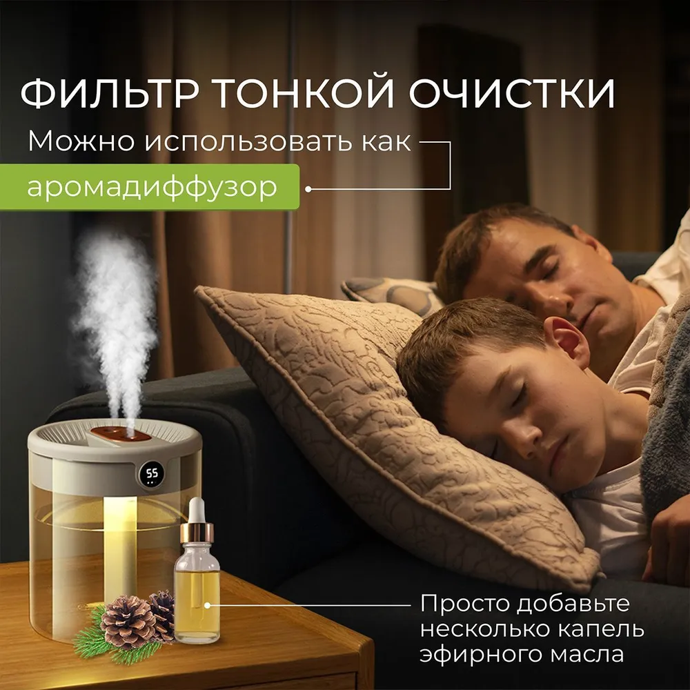 Увлажнитель воздуха для дома Humidifier К-15 ультразвуковой, белый,  прозрачный, 1.5 л купить по низким ценам в интернет-магазине Uzum (889476)