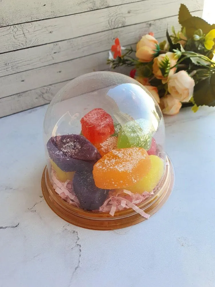 Купольная упаковка 10 шт. Контейнер с подложкой (купол) прозрачный для хранения и транспортировки мыла, для праздника, день рождения, кондитерских изделий, тортов, пирожных, десертов, 10 шт, фото 5
