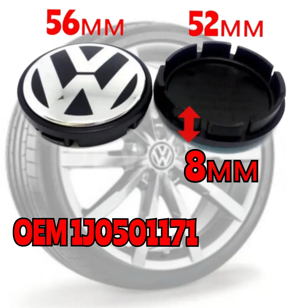 Заглушка диска/Колпачок ступицы литого диска Volkswagen Фольксваген 56-52 мм цвет черный ,хром 4 штуки, черный, фото 4