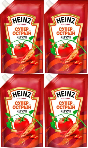 Кетчуп Heinz Супер Острый, комплект: 4 упаковки по 320 г
