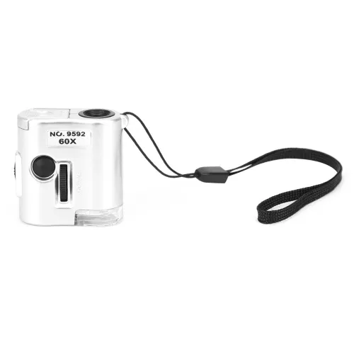 Карманный микроскоп 60X с УФ-лампой, детектор фальшивых купюр, лупа для коллекционеров, ювелиров, ла