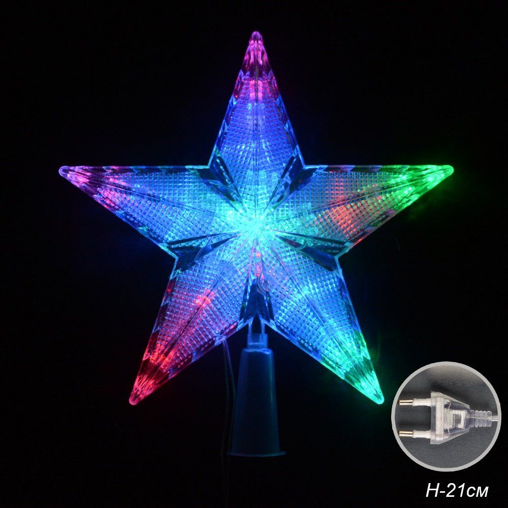 Верхушка-гирлянда на елку Звезда. Высота 21см, 30 LED Верхушка-гирлянда на елку Звезда. Высота 21см, 30 LED