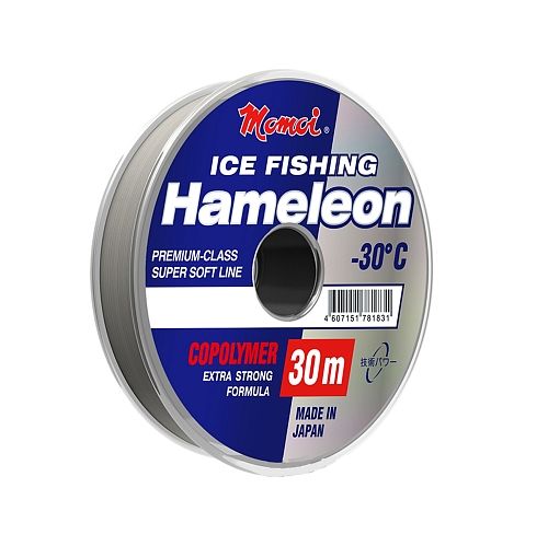 Леска монофиламентная Momoi Hameleon ICE Fishing 0,14мм/30м, 2.3кг, серебрянная