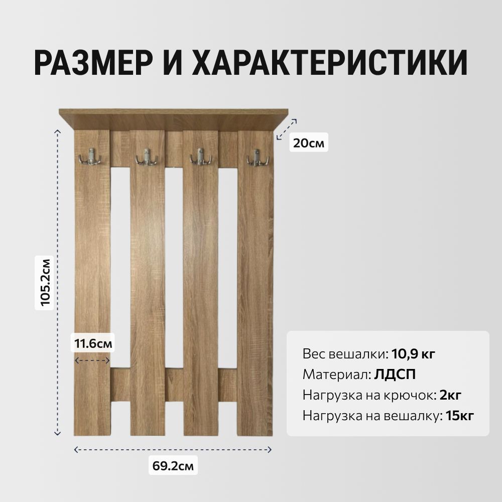 Вешалка в прихожую размеры