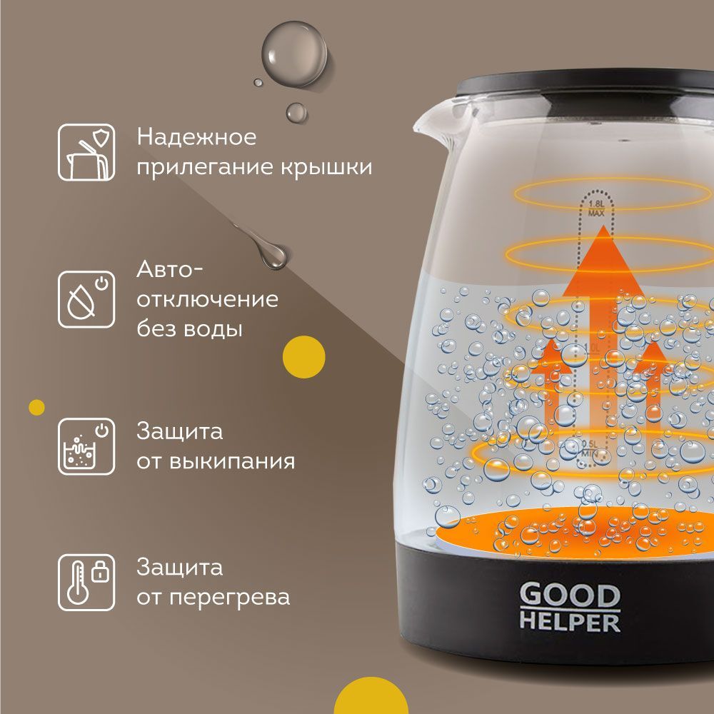 Электрический стеклянный чайник GOODHELPER