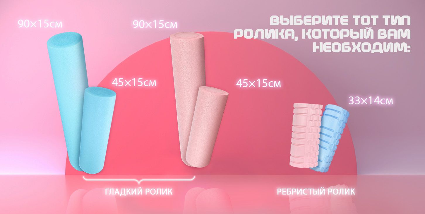 МФР ролик массажный 33х14 см из ЭВА и ПВХ голубого цвета / Ролик для ...
