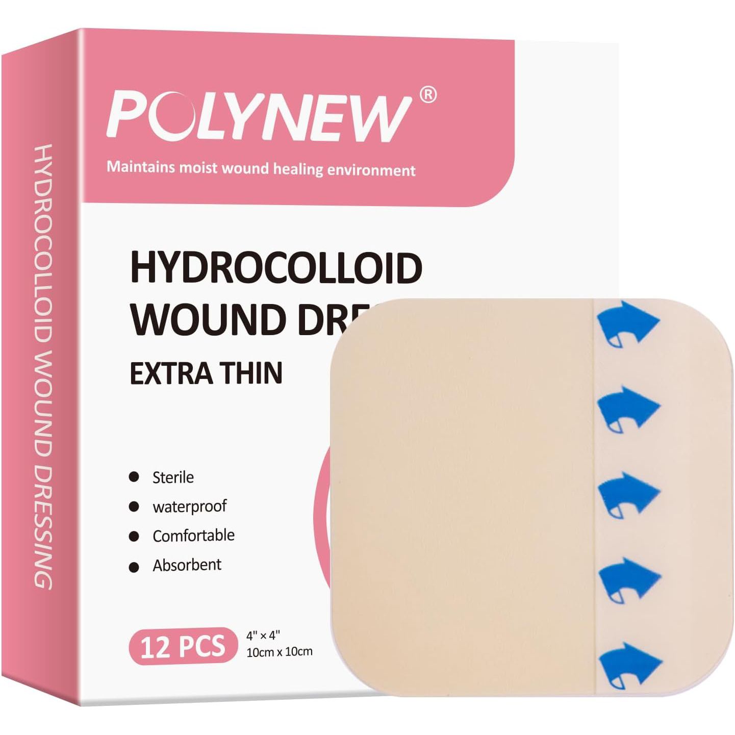 ПовязкаHYDROCOLLOID(EXTRATHIN)гидроколлоиднаясамофиксирующаясятонкаядлязаживленияран10х10,12шт