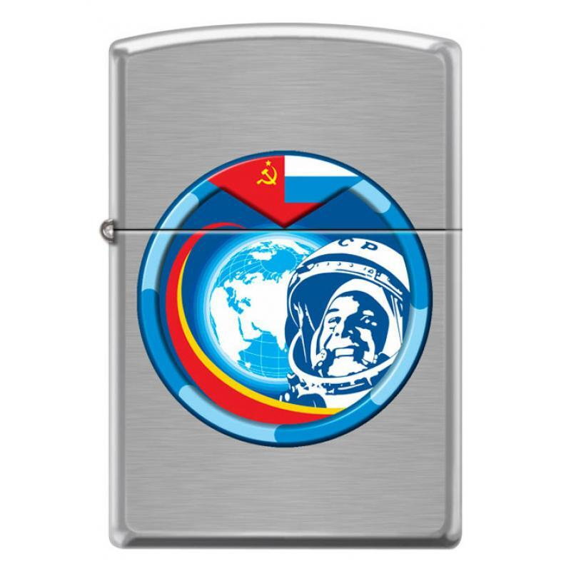 ZIPPO бензиновая зажигалка Гагарин Brushed Chrome #1