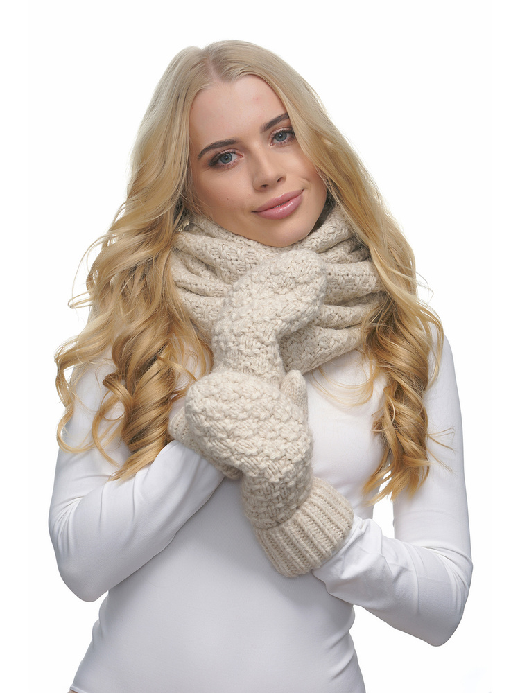 LAMBONIKA Варежки Варежки женские зимние Сольвейг LAMBONIKA двухслойные ...