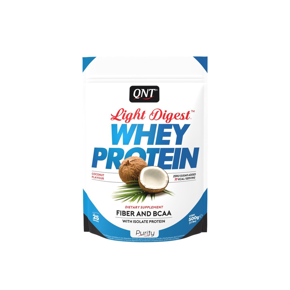 Сывороточный протеин для набора мышечной массы, для похудения, Whey, QNT  Light Digest, 500г, Кокос - купить с доставкой по выгодным ценам в  интернет-магазине OZON (1421831455)