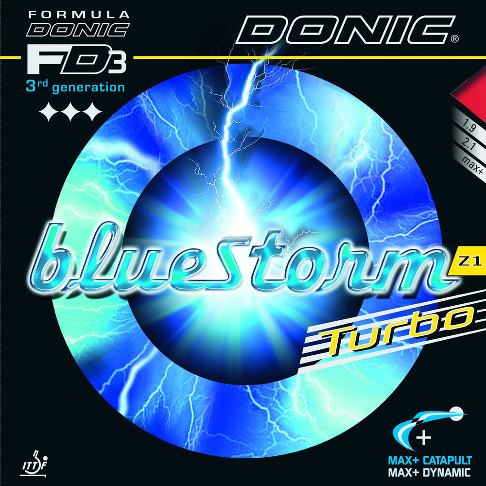 Накладка для ракетки настольного тенниса DONIC Bluestorm Z1 Turbo, Черный толщина губки max+  #1