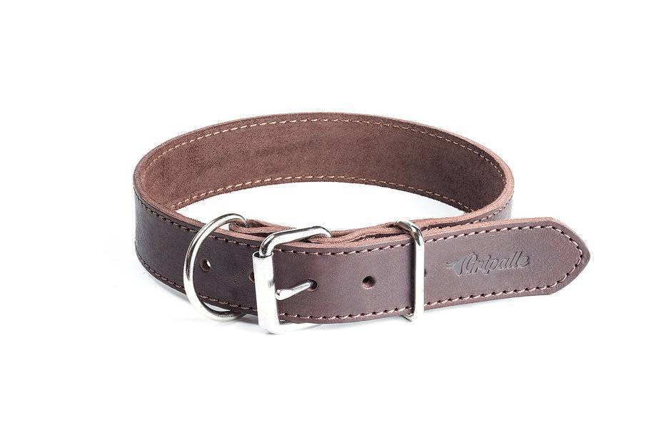 Ошейник GRIPALLE Дакс кожаный коричневый, стальная фурнитура, для собак ...