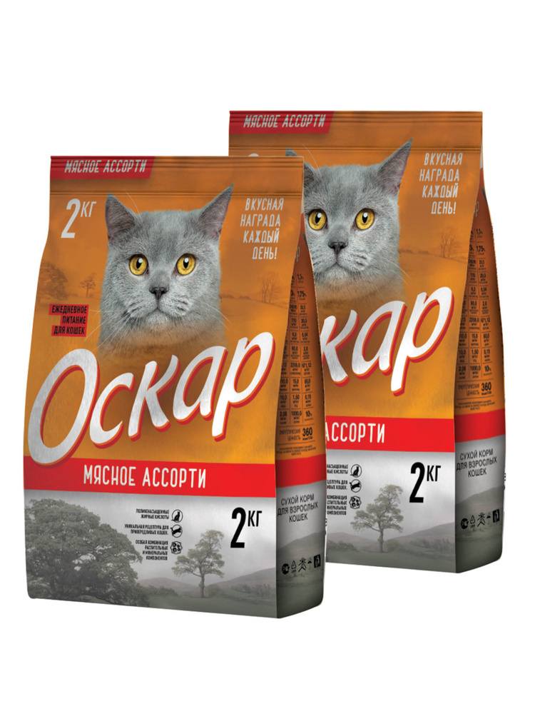 Сухой корм Оскар Мясное ассорти для взрослых кошек и котов с нормальной ...