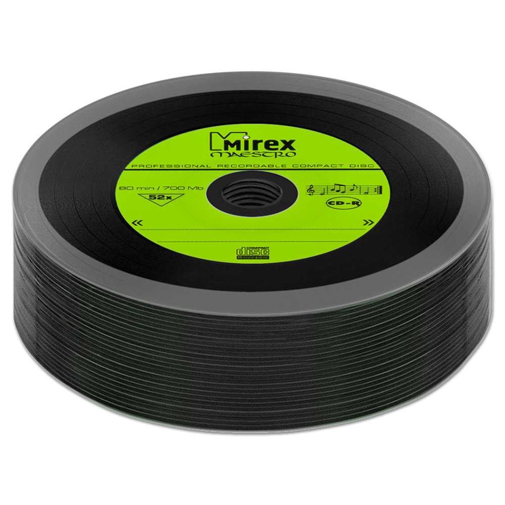 Диск Mirex CD-R 700Mb 52X MAESTRO "Vinyl" bulk, упаковка 25 шт. (5 ...